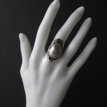 大粒バロックパールのシルバーリング