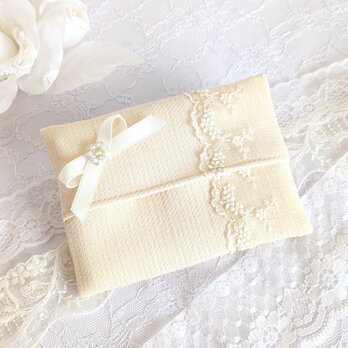 可愛いレースとリボンのポケットティッシュケース