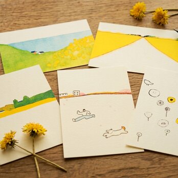 春のポストカード5枚セット　※送料無料 ・絵葉書・イラスト・メッセージカード