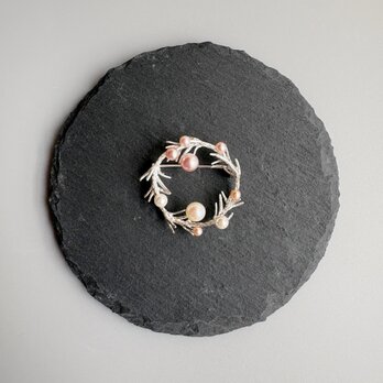 大小 ホワイト&ピンク 淡水真珠 ブローチ 上質