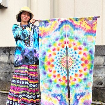 タイダイ染め 暖簾 曼荼羅模様 HD25-45