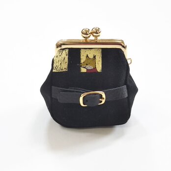 ミニサイズのがまぐち 窓越しの住人 ブラック／Ｇ