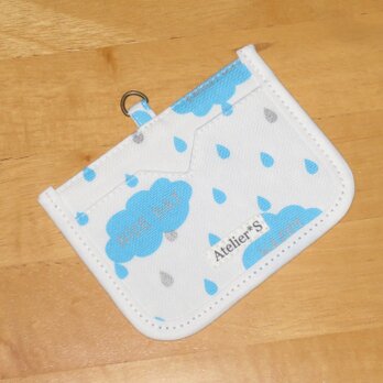 カードホルダー/パスケース★雲と雨柄（青×白）