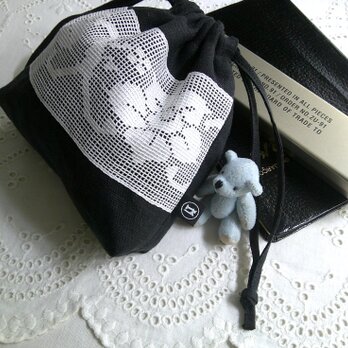 花lace×linen pouch