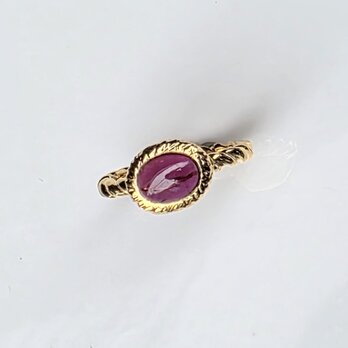 ロードライトガーネット　ぽってりテクスチャ石座　ネジリ腕　OVカボ7×9　シルバーSV925リング