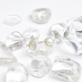 ムーンストーンと淡水パールのシルバーリング　フォークリング　シルバー925　ハンドメイド　指輪　天然石　誕生石