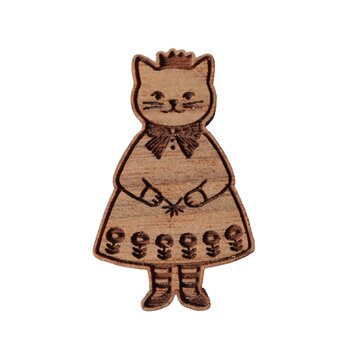 【木ｔｃｈ】クルミの木・ブローチ（プリンセスキャット）