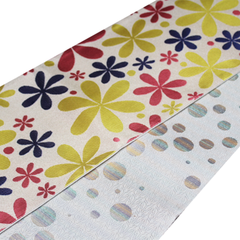 正絹リバーシブル半幅帯｜「花」×「水玉」