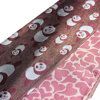 正絹リバーシブル半幅帯｜「パンダ」×「ハート」