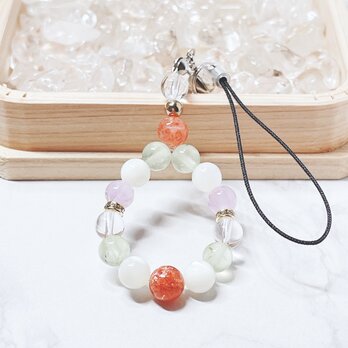 ✦頑張ってきた自分へのご褒美として♪誕生日・退職祝いにも◎ パワーストーンストラップ｜マイカストーン・プレナイト No.850S