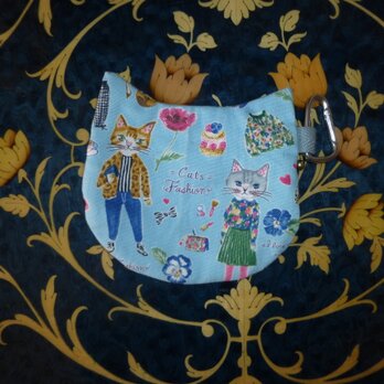 ブルーのミニ猫耳ポーチ（送料無料）