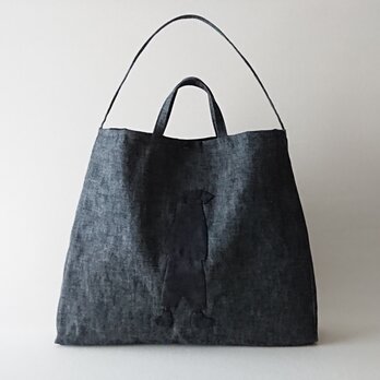 annco all black denim 2way tote [applique]