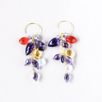 紫耀の余韻―アメジストxカーネリアンピアス14kgf