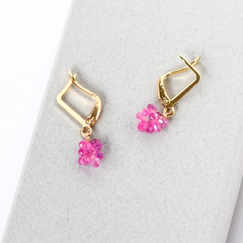 桜雫 ― Pink Sapphire Minimal ピアス　14kgf