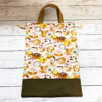 持ち手付き巾着袋　【アニマルブレッド】