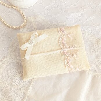 可愛いレースとリボンのポケットティッシュケース