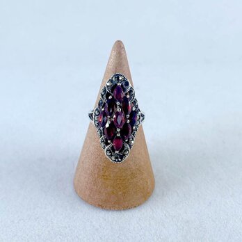 シルバーリング 菱形ガーネット 15号 大ぶりリング 19acd24-3