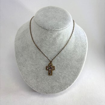 ネックレス クロスペンダント ミックスカラー 真鍮チェーン 19ack7