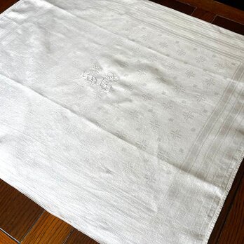 テーブルナプキン リネン 白 大型ナプキン 白糸モノグラム刺繍 12CLdu31
