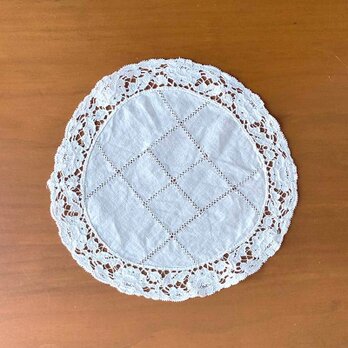 ドイリー 丸 フランスリネン 花びん敷き 12CLcw10-1