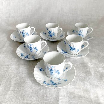 リモージュ Tharaud コーヒーカップ ソーサー ブルー花模様