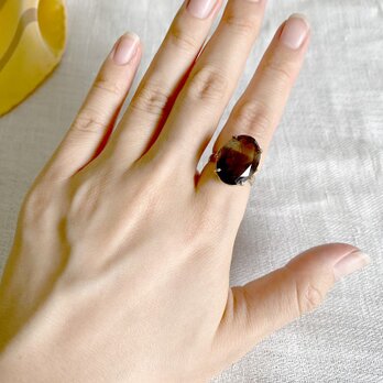 ヴィンテージリング ブラウン系 12号 レトロカット 12acde10