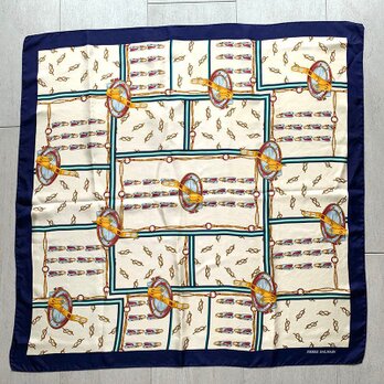 シルクスカーフ イタリア製 Pierre Balmain 航海モチーフ　12ACci10