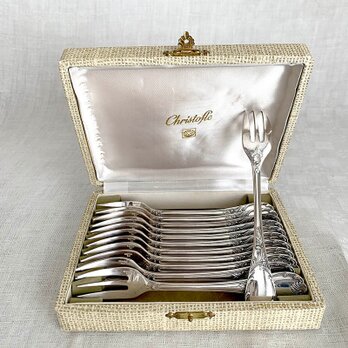クリストフル フォーク ケーキ・デザートに マルリー オリジナルケース入り Christofle　12twcs1