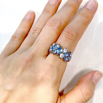 リング 水色ガラス キラキラガラス フリーサイズ 12acci8-4