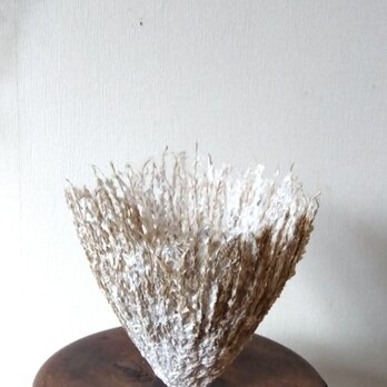 ペーパーマシェボウル・ススキの穂と再生パルプ　縦ライン