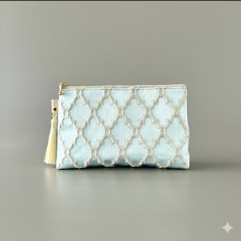 【受注制作】モロッカン生地のタッセル付きポーチ　シレーヌ♦ ギフトにおすすめ♦