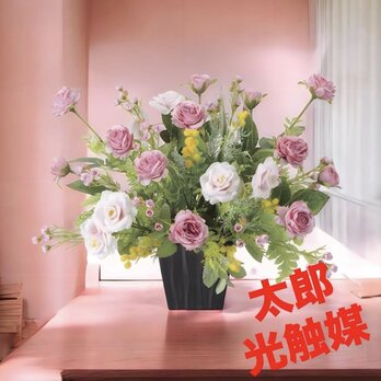 光触媒　人工観葉植物　ウォールグリーン　フェイクグリーン　ツートンピンク