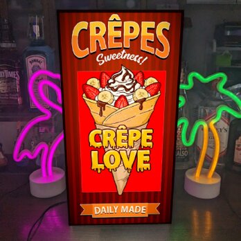 【Lサイズ】クレープ お菓子 パン 洋菓子 スイーツ 店舗 屋台 キッチンカー 照明 看板 置物 アメリカン雑貨 ライトBOX
