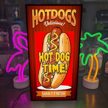 【Lサイズ】ホットドック サンドイッチ 店舗 屋台 キッチンカー 照明 看板 置物 アメリカン雑貨 ライトBOX