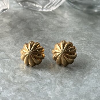 PA478-【 AVON 】エイボン・ヴィンテージピアス Gold Tone Domed Flute Burst