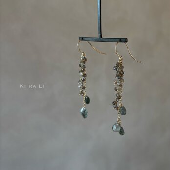 14KGF ムーンストーンとクォーツのピアス（イヤリング）