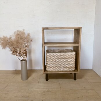 A4対応 木製オープンラック｜スチール脚アジャスター付き｜ラタンボックス収納　【na306】