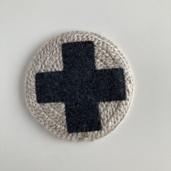 WOOL!クロッシェコースター*グレー×チャコールフェルトのクロス