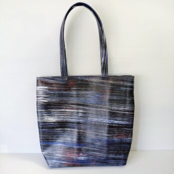 ◇新作◇本革トートバッグ◇本革◇ハンドメイド◇受注製作◇Lサイズ◇マグネットタイプ◇ブルーストライプ◇