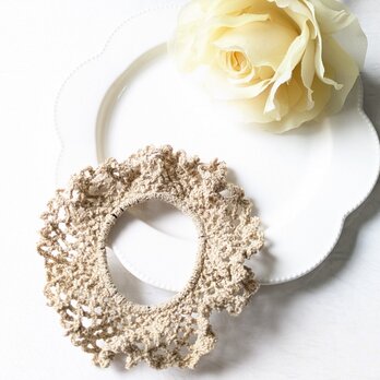 【【お試し限定】】【送料無料】レーシーなコットンシュシュ　ベージュ無地　ブレスレット　アームウォーマー　デイリー　通勤通学　