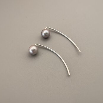 【925SF】ラインシルバーグレーパールピアス