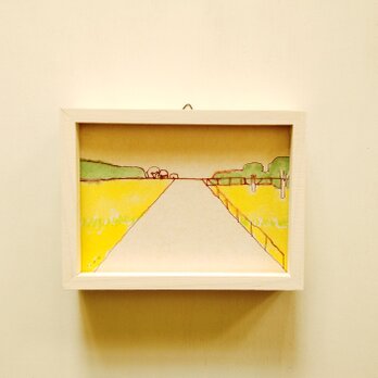 イラスト｜原画「春景色」 ※木製額縁入り（ポストカードサイズ）インテリアアート　水彩　風景画