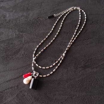 Black Spinel × Hematite Necklace／ブラックスピネル×ヘマタイト チャームネックレスセット