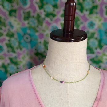 ペリドットと星のカラフルネックレス ショートネックレス チョーカー