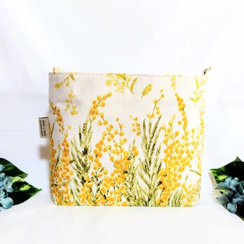 舞うミモザの花 2Wayバッグインバッグ（生成り)