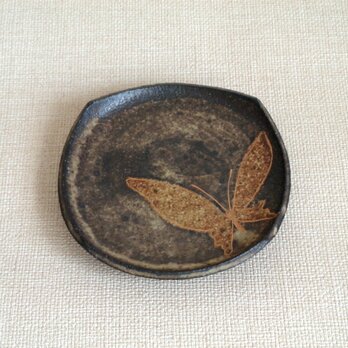 四方皿（金彩 蝶1羽a）