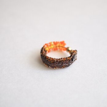 ビーズとスパンコールのイヤーカフ・細（オランジェット）【受注】