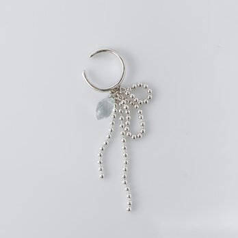 Silver925 アクアマリンのRibbonイヤーカフ［1089C］