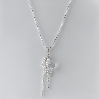 Silver925 アクアマリンのRibbonネックレス40cm［1089N］