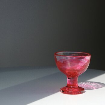 【Kosta Boda】スウェーデン製 / 北欧デザイン / ヴィンテージガラスコンポート / ネオンピンク